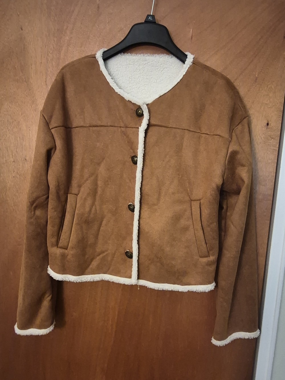 Chestnut Faux Suede Sherpa-Lined Jacket - Women